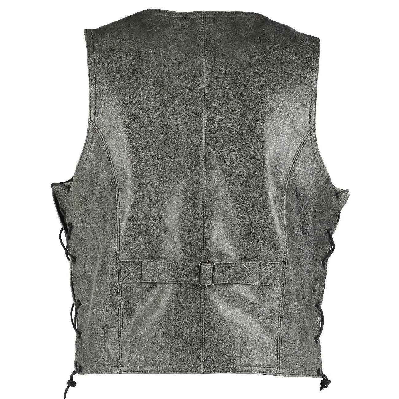 Vintage Brown Side Lace Biker Leather Waistcoat Vest