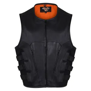 VL904S Vance Leather Men's Basic Leather Tactical Style Vest