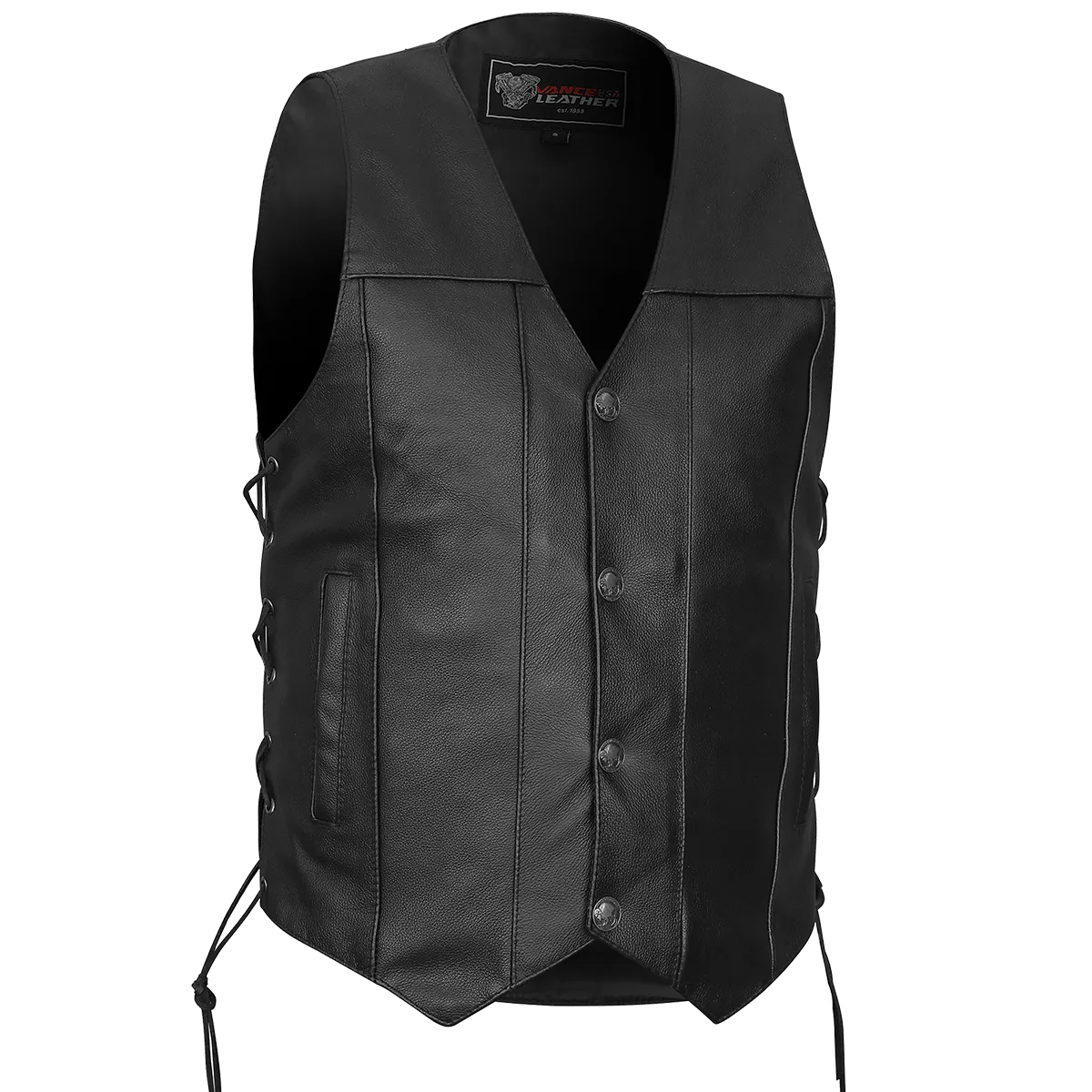 VL907 Vance Leather Premium Cowhide Vest with Buffalo Nickel Snaps and Gun Pocket