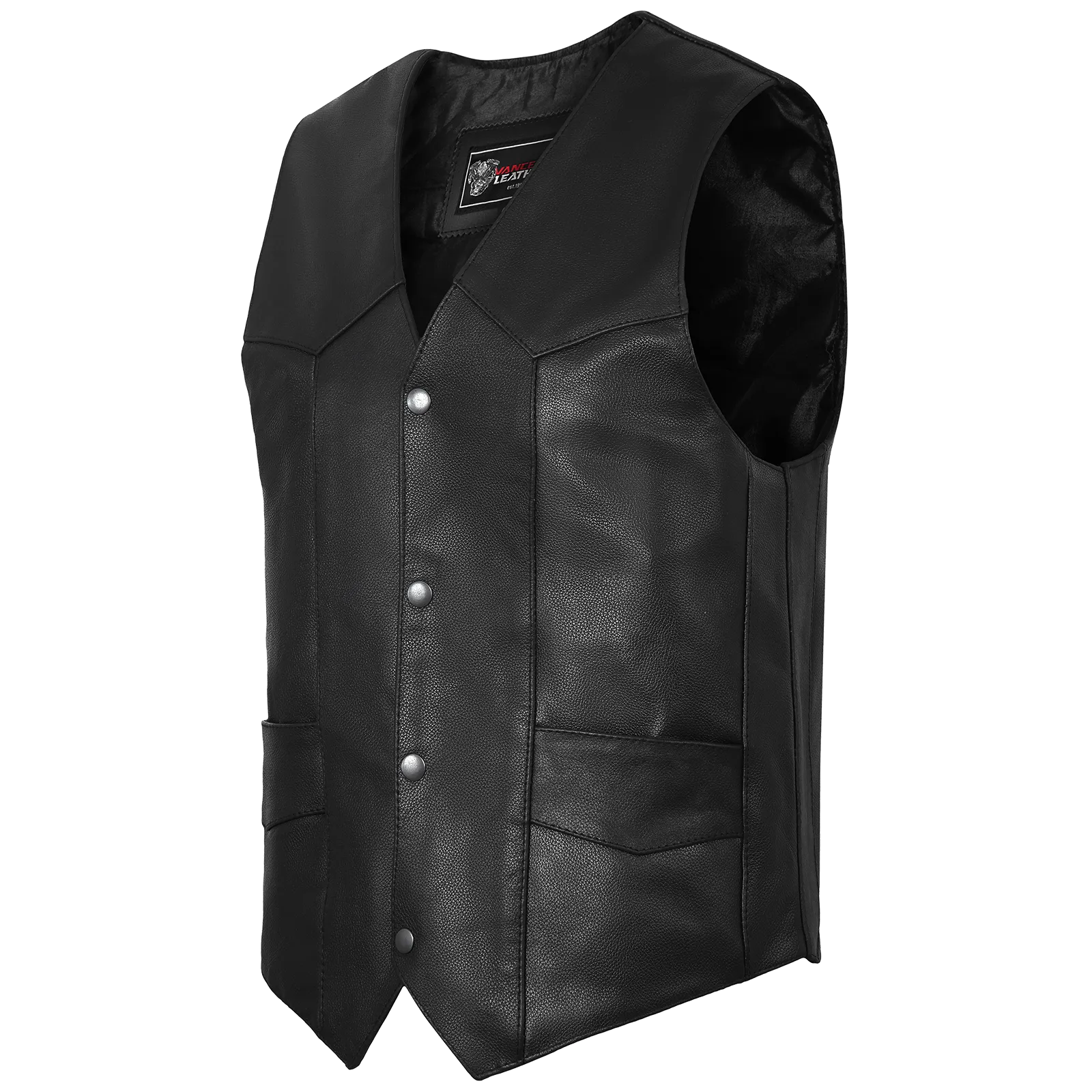 VL921S Standard Leather Men's Plain Side Vest Conceal Carry Pockets & Single Seam Back