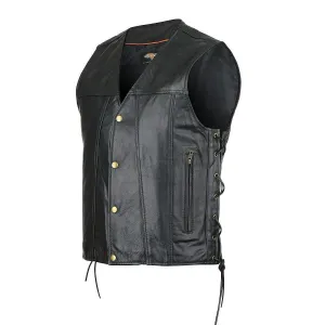 VL940C Vance Leather Gambler Style Premium Cowhide Leather Vest with 2 Gun Pockets