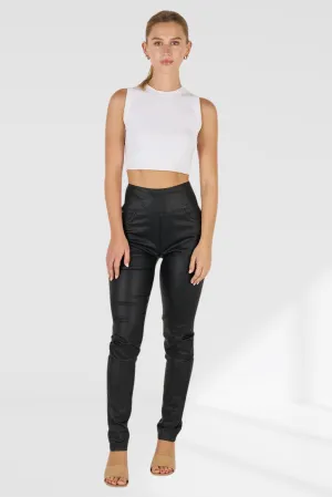 Wakee Faux Leather Wet Look Pants - Pull Up Fit