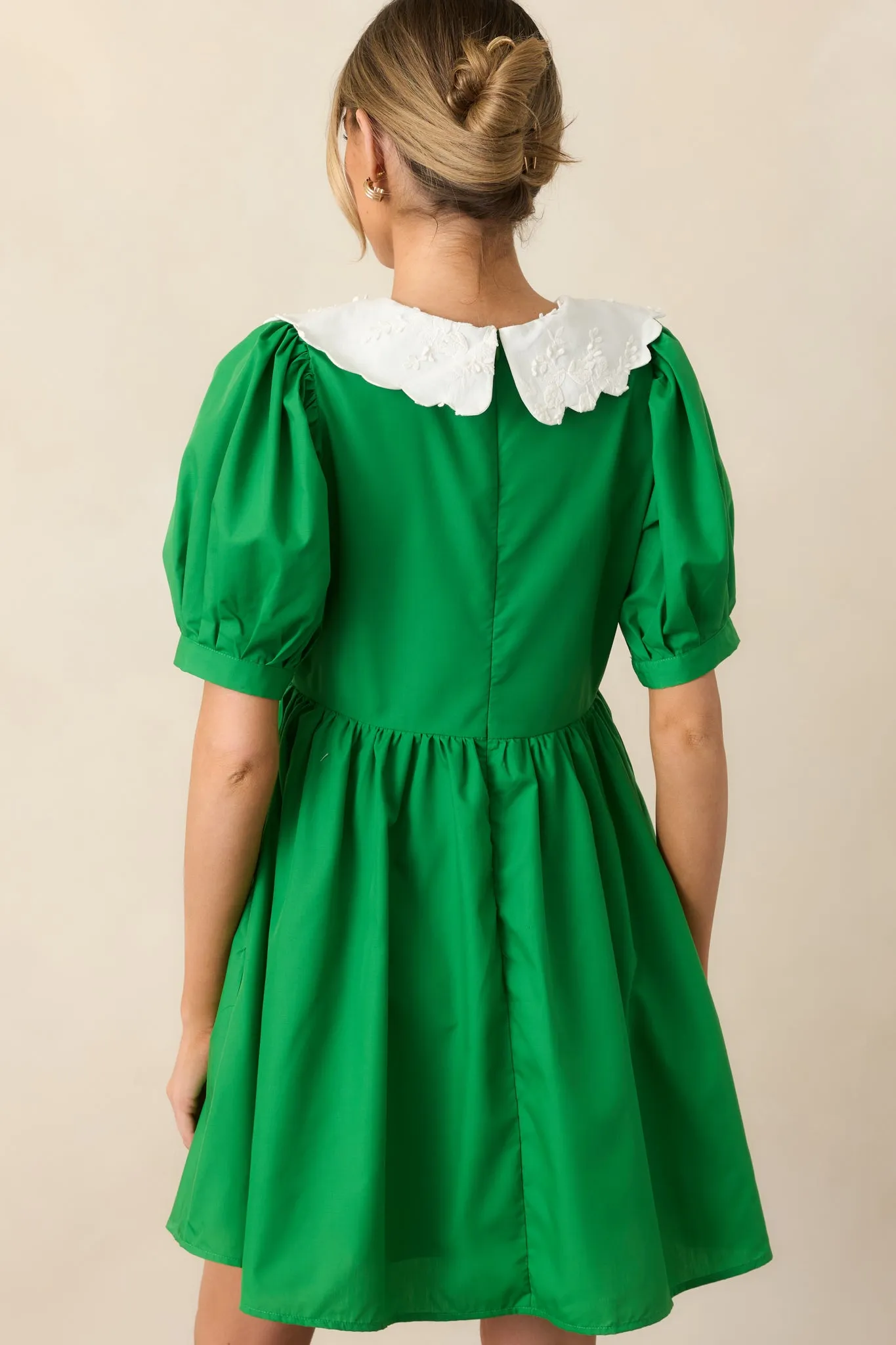 Weekend Brunch Green Collared Mini Dress