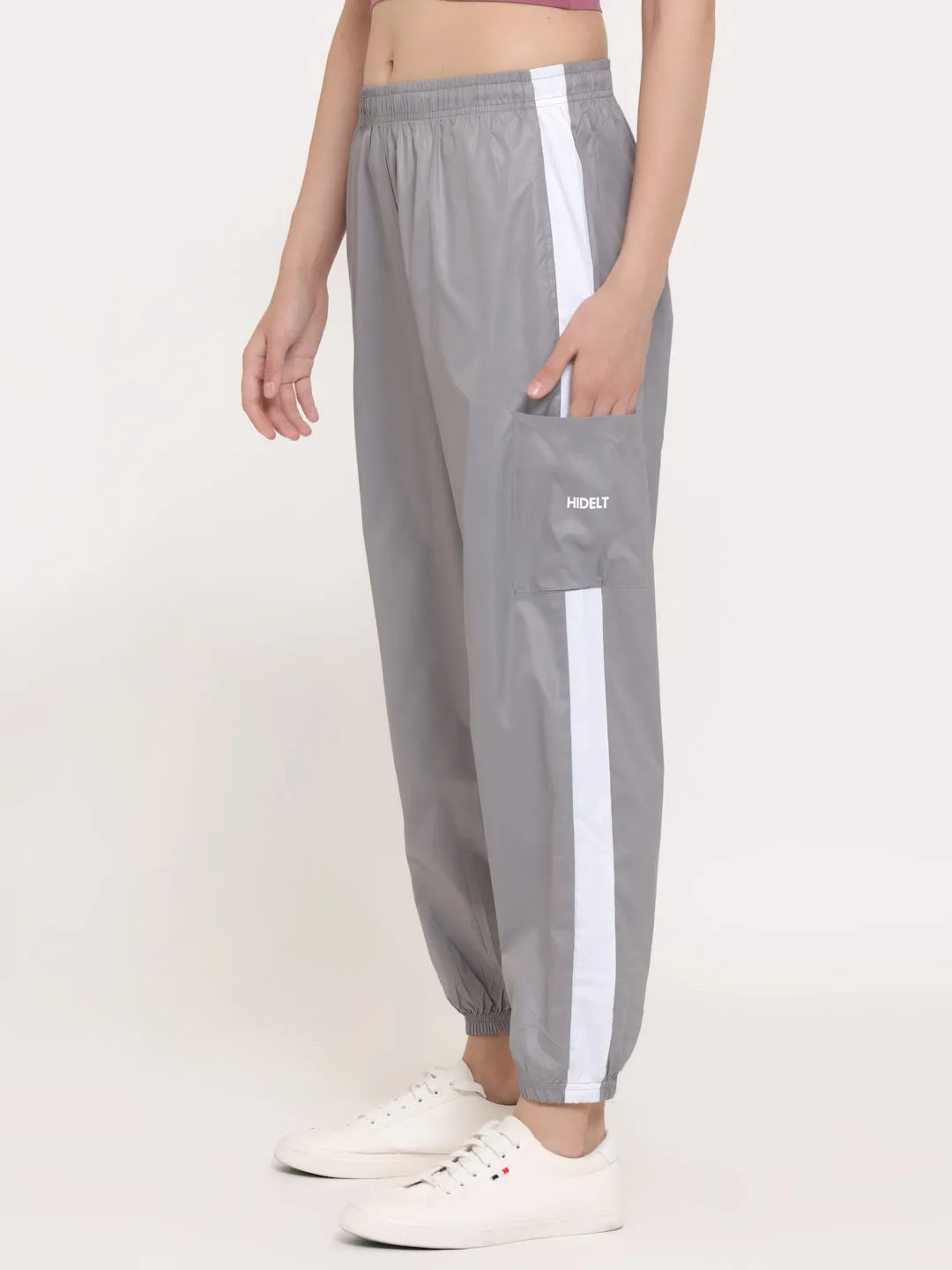 Women Grey NS Loose Fit Solid Training Woven Joggers