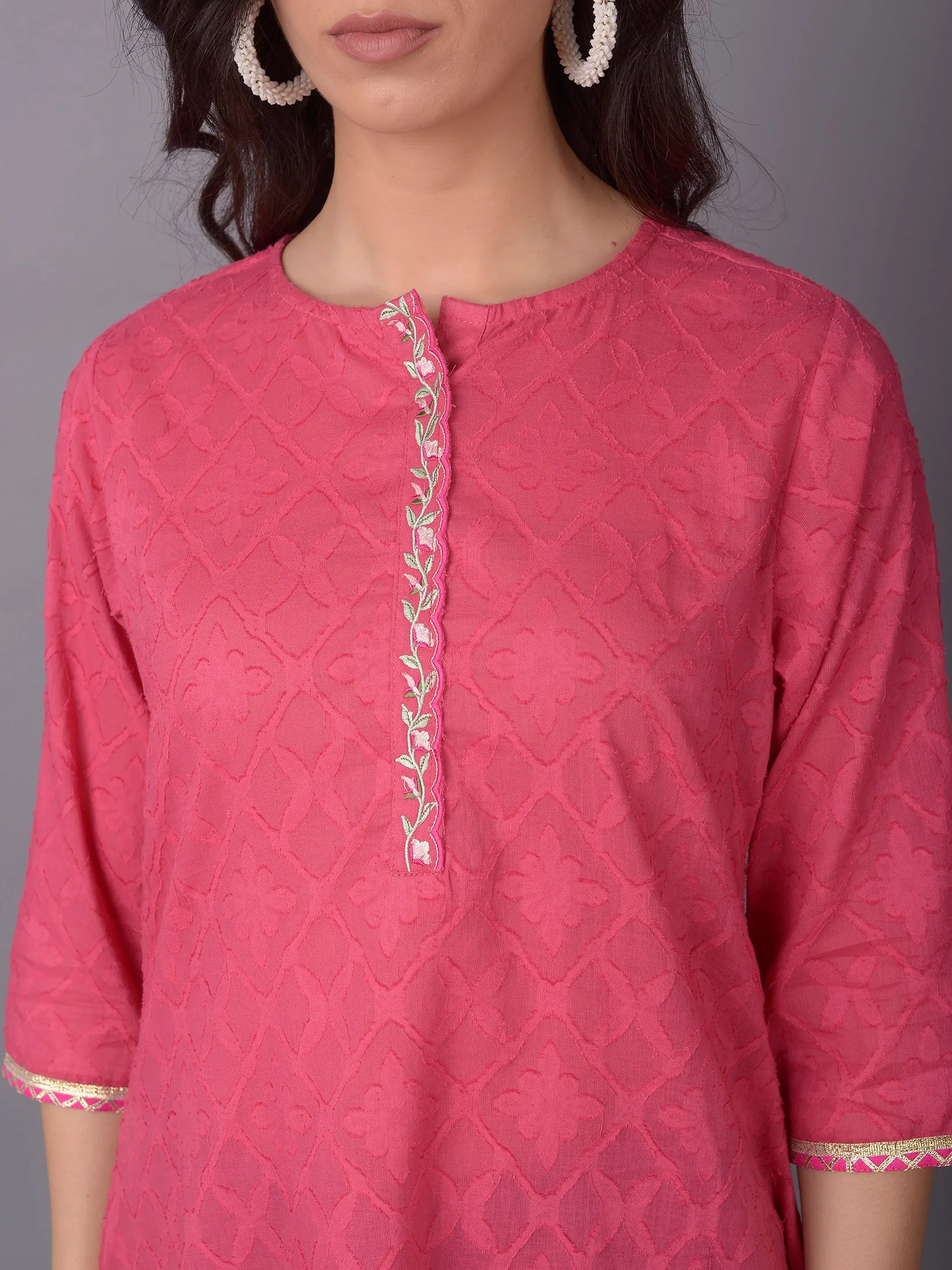 Women Pink Solid Tunic