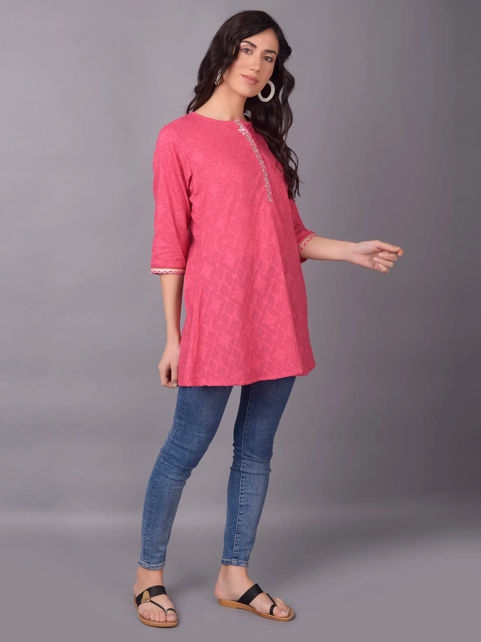 Women Pink Solid Tunic