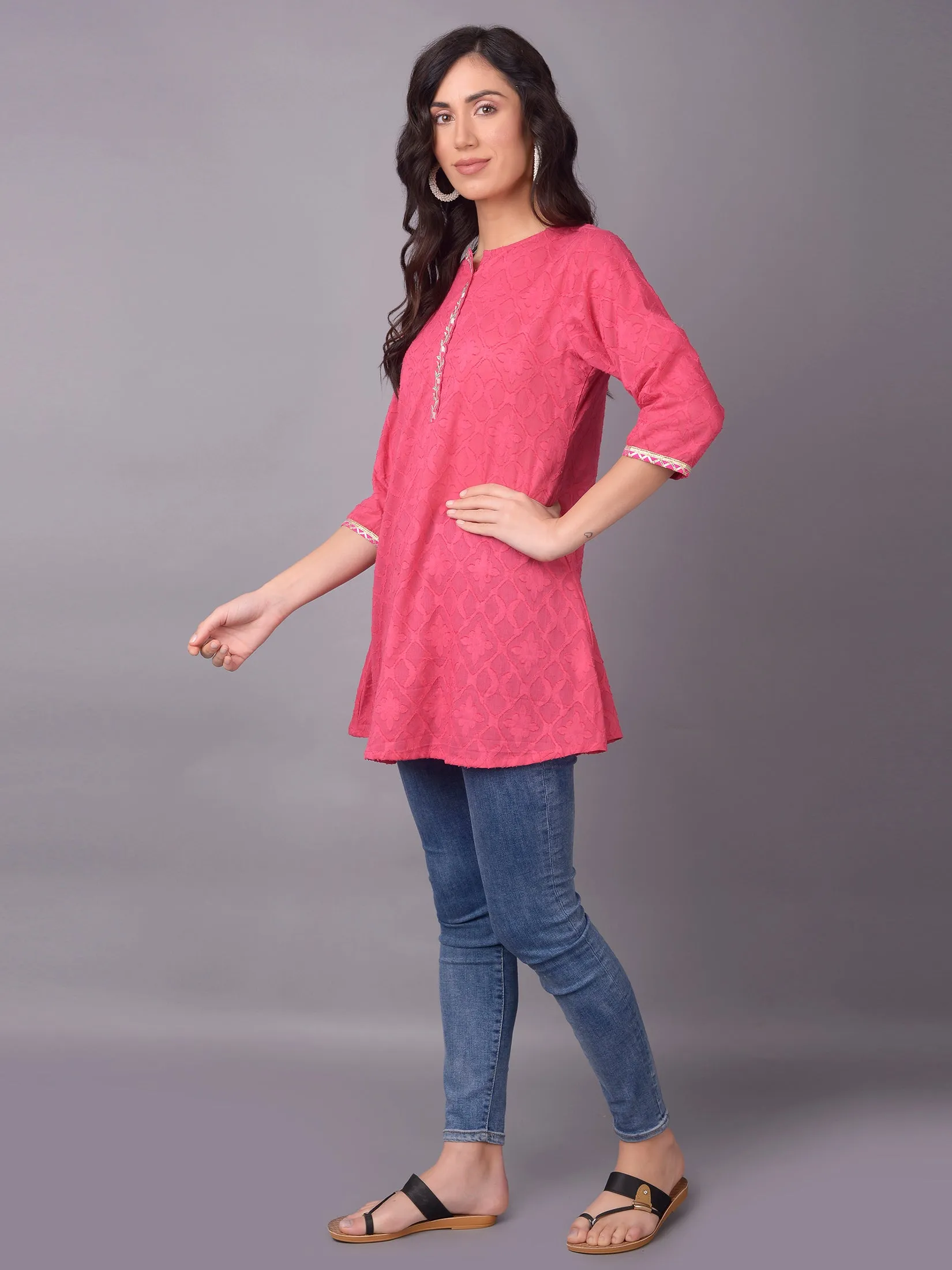 Women Pink Solid Tunic