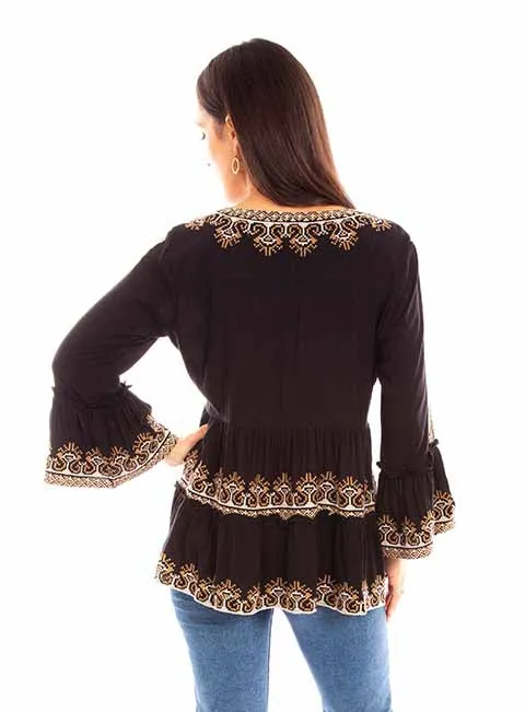 Women's Honey Creek Collection Blouse: Embroidery with Bell Sleeves