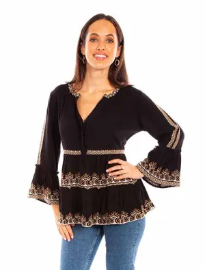 Women's Honey Creek Collection Blouse: Embroidery with Bell Sleeves