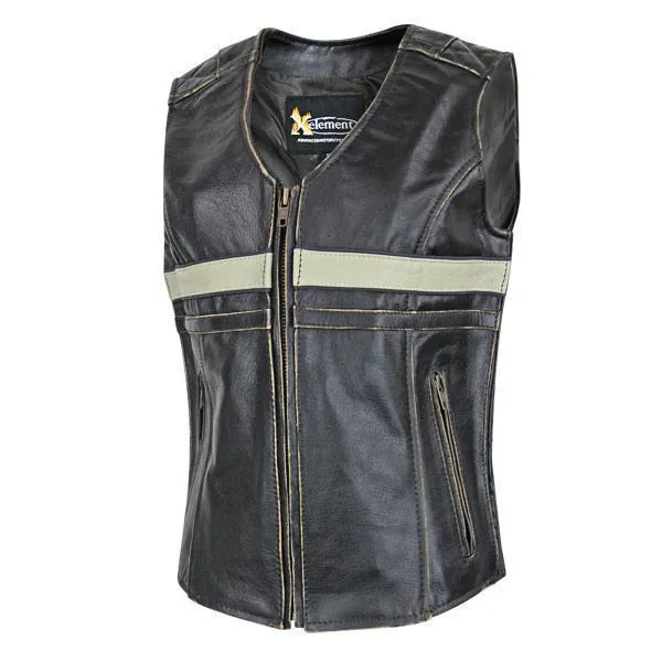 Xelement BXU1903VT Women's Brown Leather Touring Biker Vest