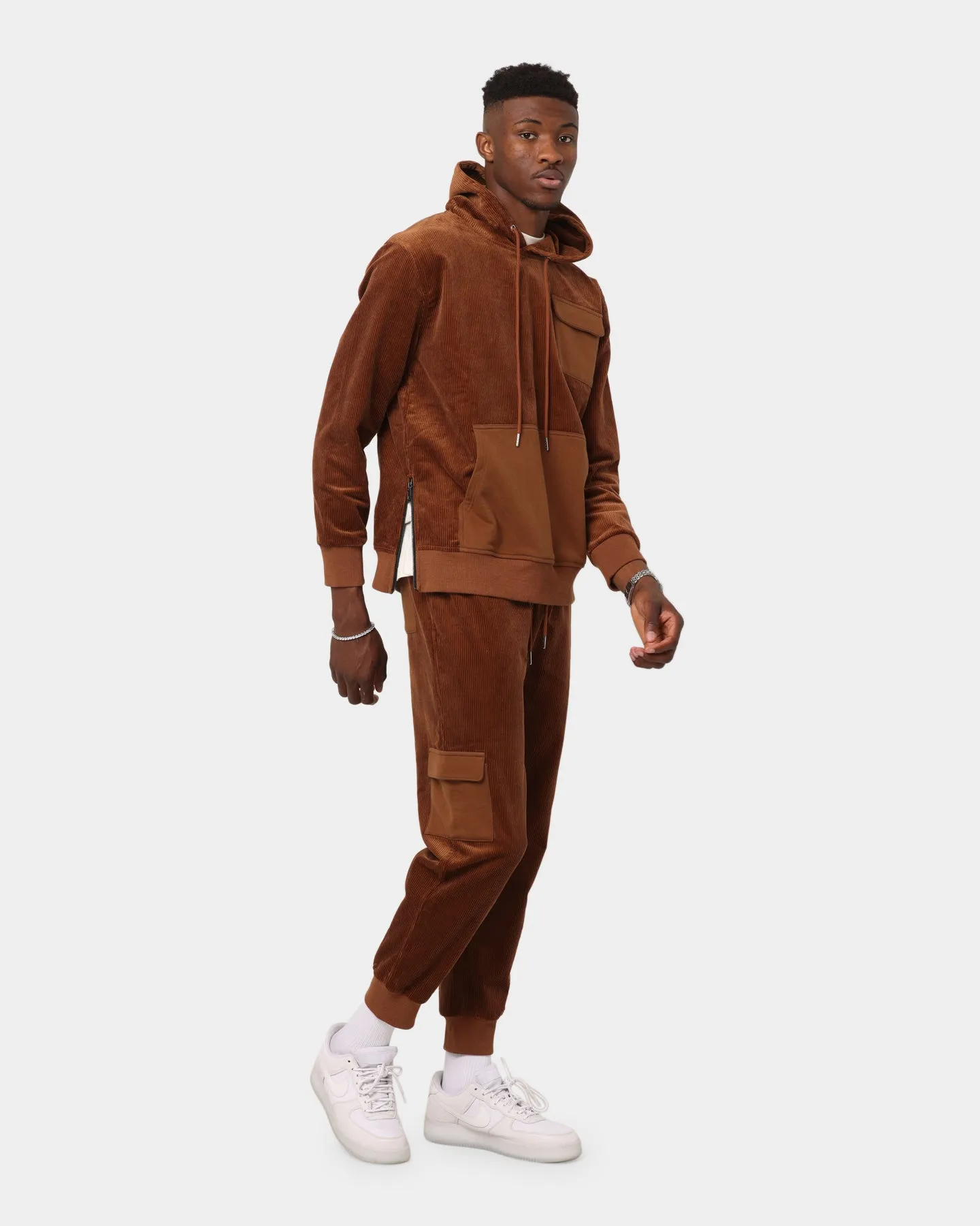 XXIII Matias Cord Hoodie Brown